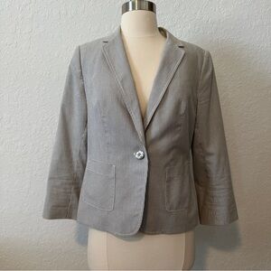 The Limited S Cropped Light Gray Pinstripe Summer 3/4 Sleeve Suit Jacket Blazer